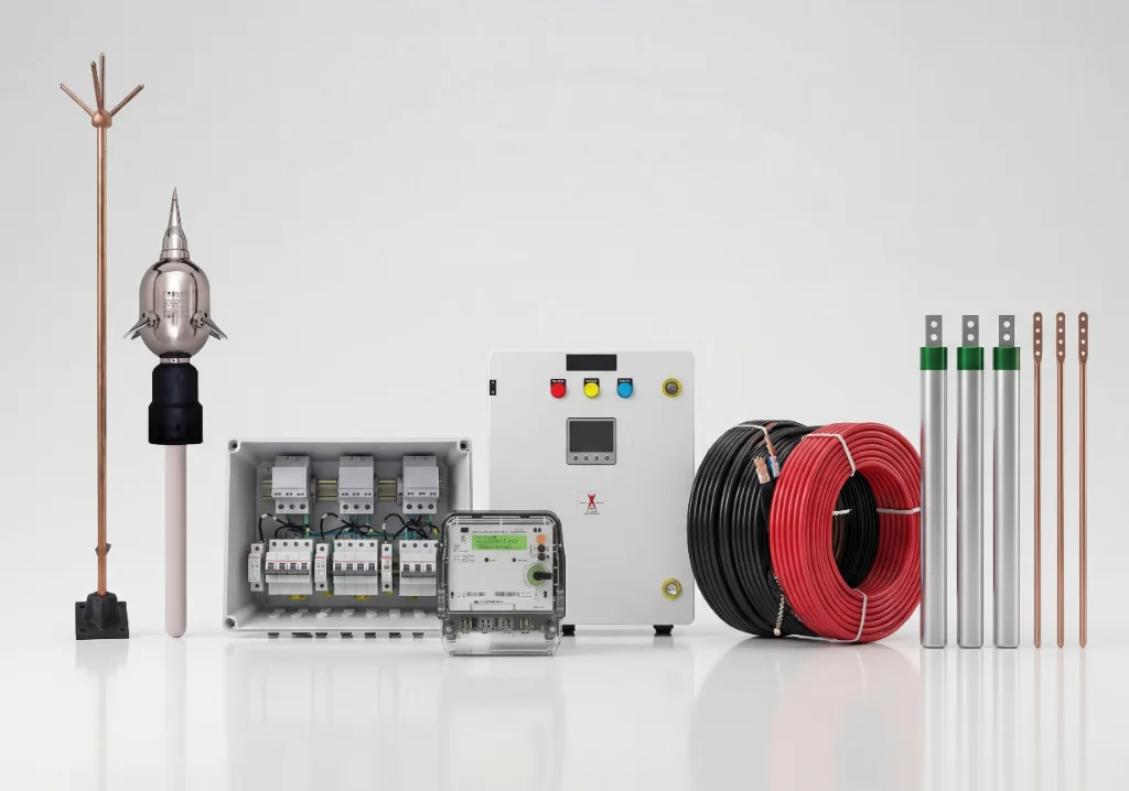 R-Solar Balance of System Safety Components - Lightning arresters, DC cables, DCDB ACDB distribution boxes